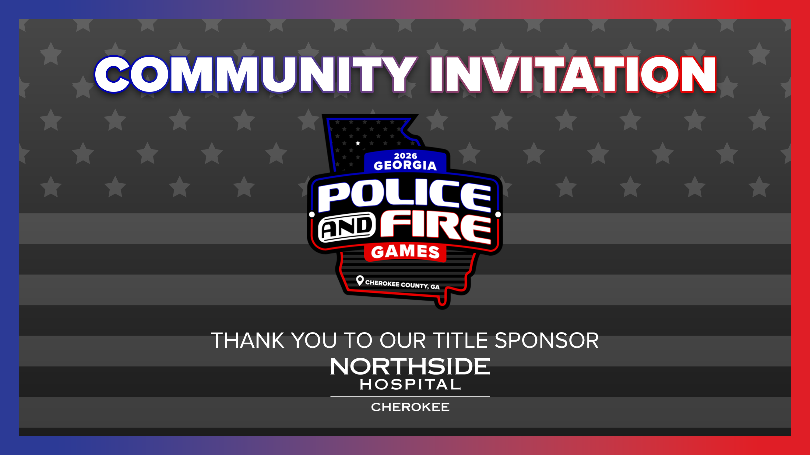 georgia police and fire games logo. Wording says Community Invitation